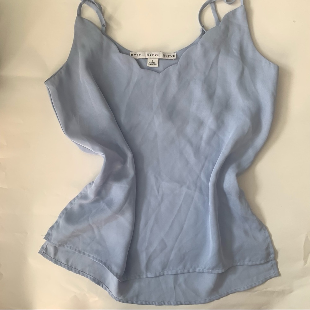 Blue Tank top w scalloped detailing